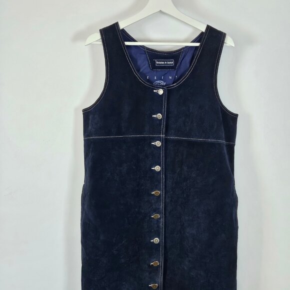 Vintage Tristan and Iseult Button Down Suede Mini Dress/Gilet - Picture 2 of 10